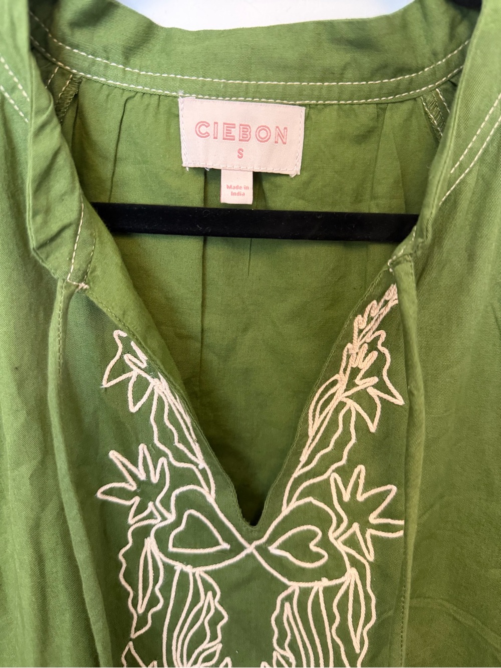 Ciebon Rosetta Embroidered Cotton Mini Dress Size Small Color Green Boho - Picture 9 of 11